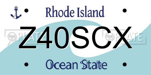 Z40SCX Rhode Island License Plate