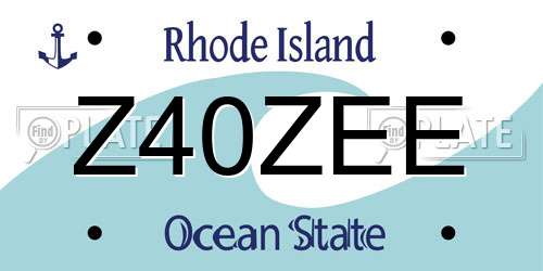Z40ZEE Rhode Island License Plate