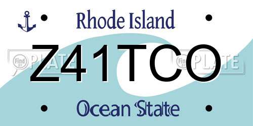 Z41TCO Rhode Island License Plate