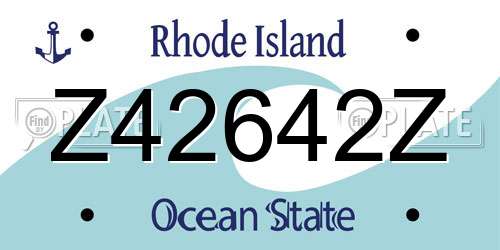 Z42642Z Rhode Island License Plate