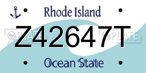 Z42647T Rhode Island License Plate