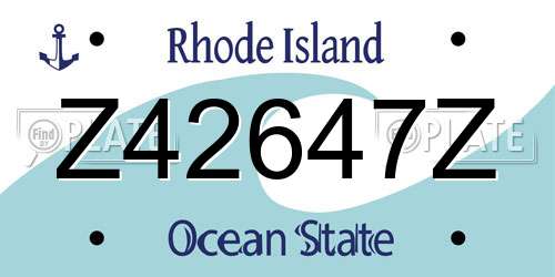 Z42647Z Rhode Island License Plate
