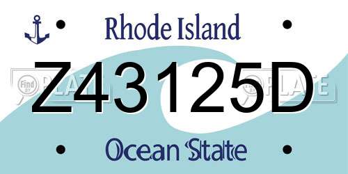 Z43125D Rhode Island License Plate