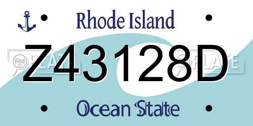 Z43128D Rhode Island License Plate