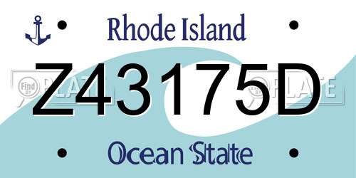 Z43175D Rhode Island License Plate