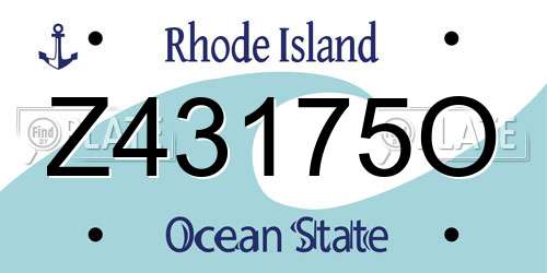 Z43175O Rhode Island License Plate