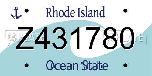 Z431780 Rhode Island License Plate
