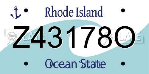 Z43178O Rhode Island License Plate