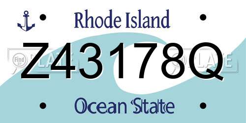 Z43178Q Rhode Island License Plate