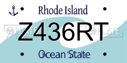 Z436RT Rhode Island License Plate