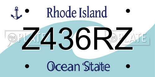 Z436RZ Rhode Island License Plate