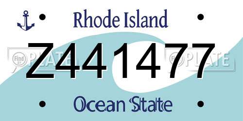 Z441477 Rhode Island License Plate