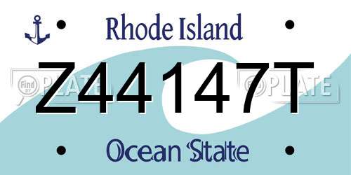 Z44147T Rhode Island License Plate