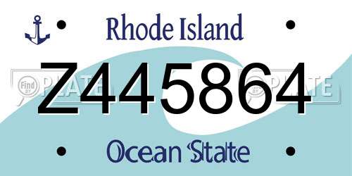 Z445864 Rhode Island License Plate