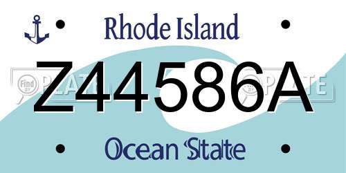 Z44586A Rhode Island License Plate