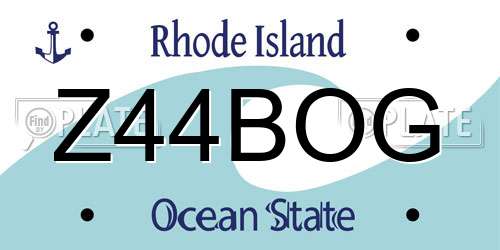 Z44BOG Rhode Island License Plate