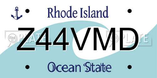 Z44VMD Rhode Island License Plate