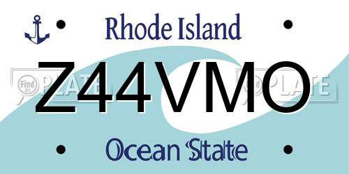 Z44VMO Rhode Island License Plate