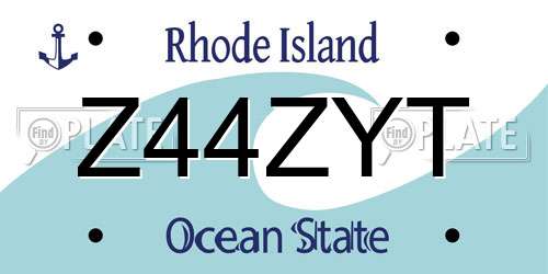 Z44ZYT Rhode Island License Plate