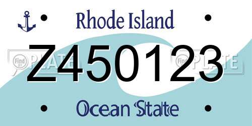 Z450123 Rhode Island License Plate