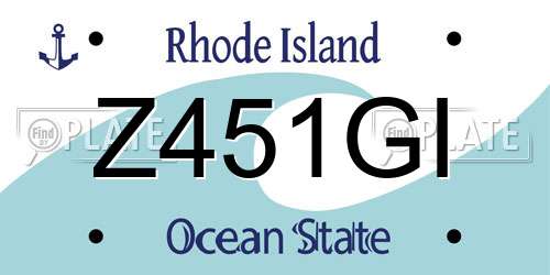 Z451GI Rhode Island License Plate