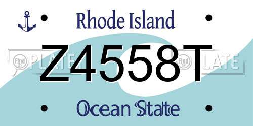 Z4558T Rhode Island License Plate