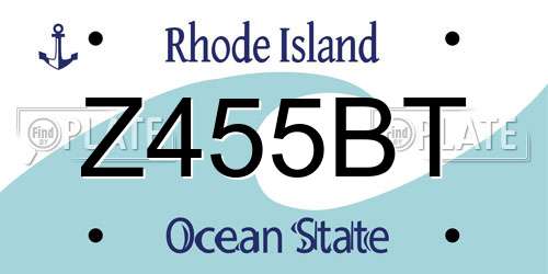 Z455BT Rhode Island License Plate