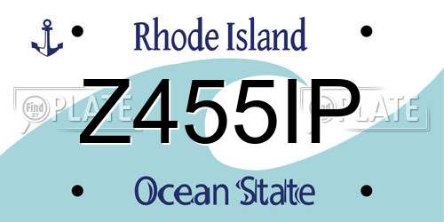 Z455IP Rhode Island License Plate