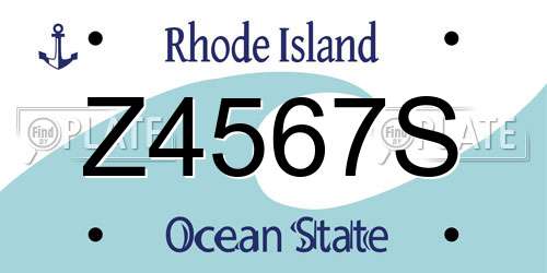Z4567S Rhode Island License Plate