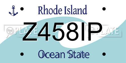 Z458IP Rhode Island License Plate