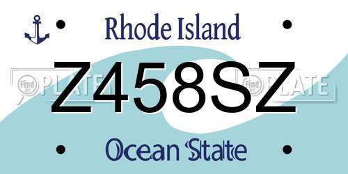 Z458SZ Rhode Island License Plate