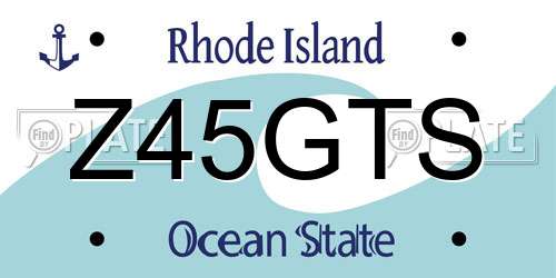 Z45GTS Rhode Island License Plate