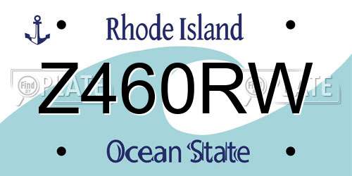 Z460RW Rhode Island License Plate