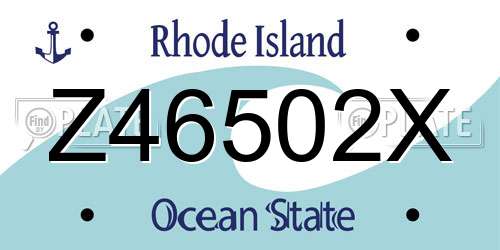 Z46502X Rhode Island License Plate