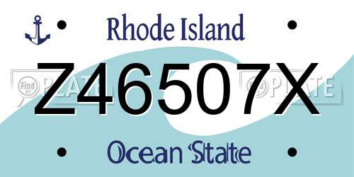 Z46507X Rhode Island License Plate