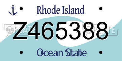 Z465388 Rhode Island License Plate