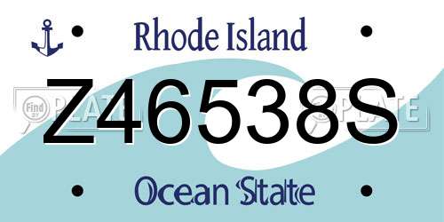 Z46538S Rhode Island License Plate