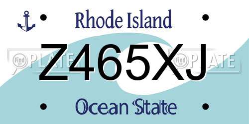 Z465XJ Rhode Island License Plate