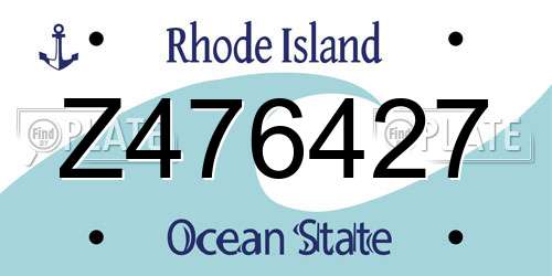Z476427 Rhode Island License Plate