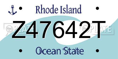 Z47642T Rhode Island License Plate