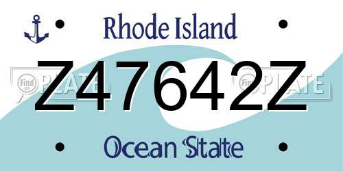 Z47642Z Rhode Island License Plate