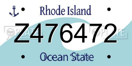 Z476472 Rhode Island License Plate