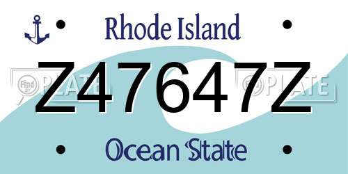 Z47647Z Rhode Island License Plate