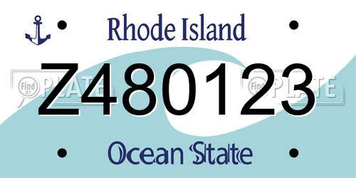 Z480123 Rhode Island License Plate