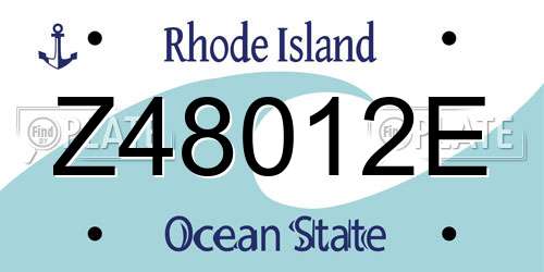 Z48012E Rhode Island License Plate