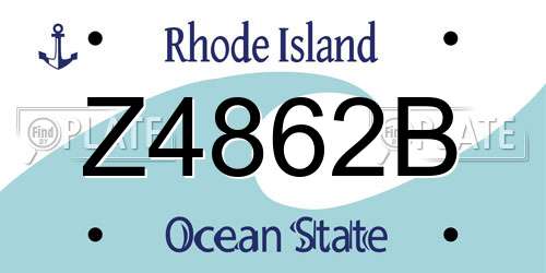 Z4862B Rhode Island License Plate