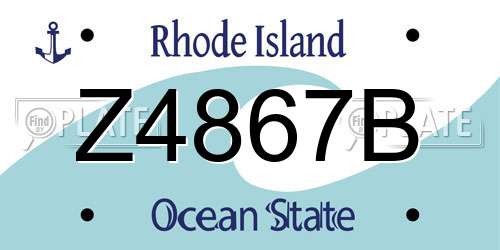 Z4867B Rhode Island License Plate