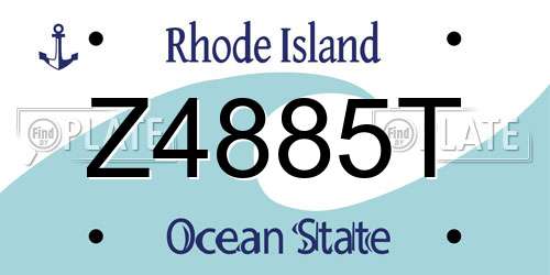Z4885T Rhode Island License Plate