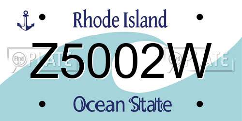 Z5002W Rhode Island License Plate