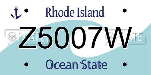 Z5007W Rhode Island License Plate